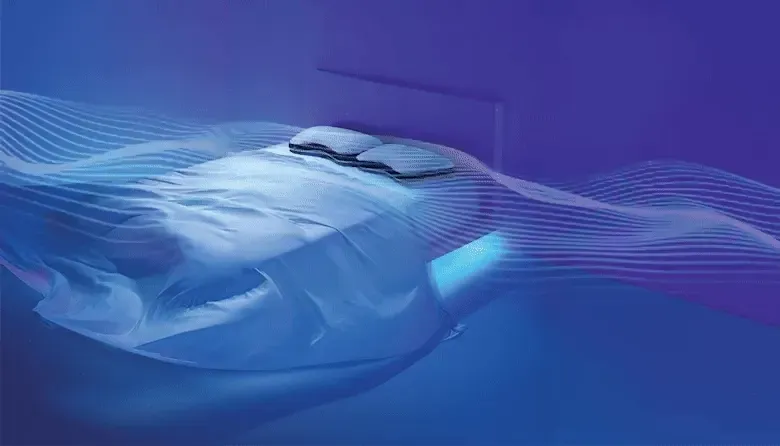 video clip of airflow blowing over mattress
