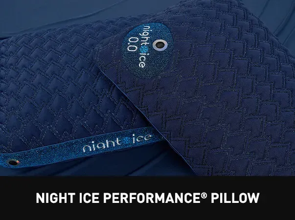 up close image of night ice performance pillow