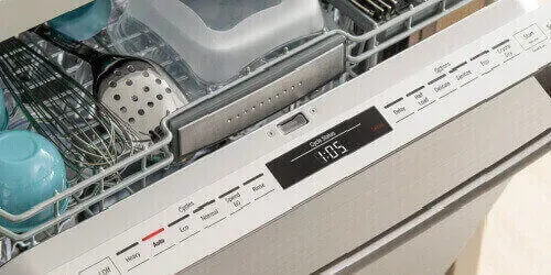 Open Dishwasher showing controls
