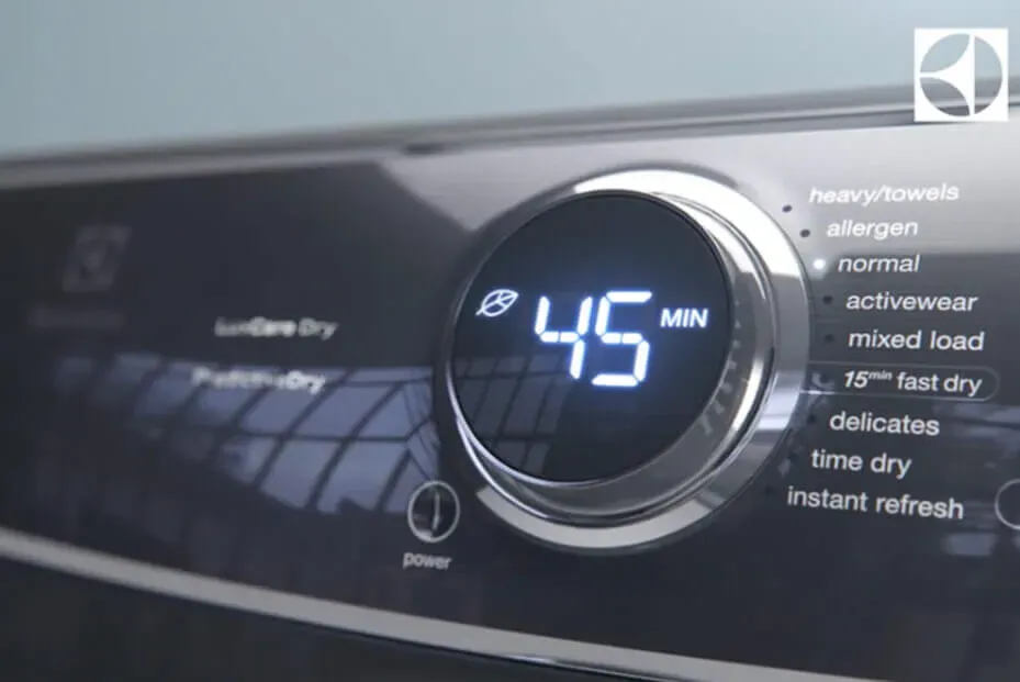 up close image of dryer controls