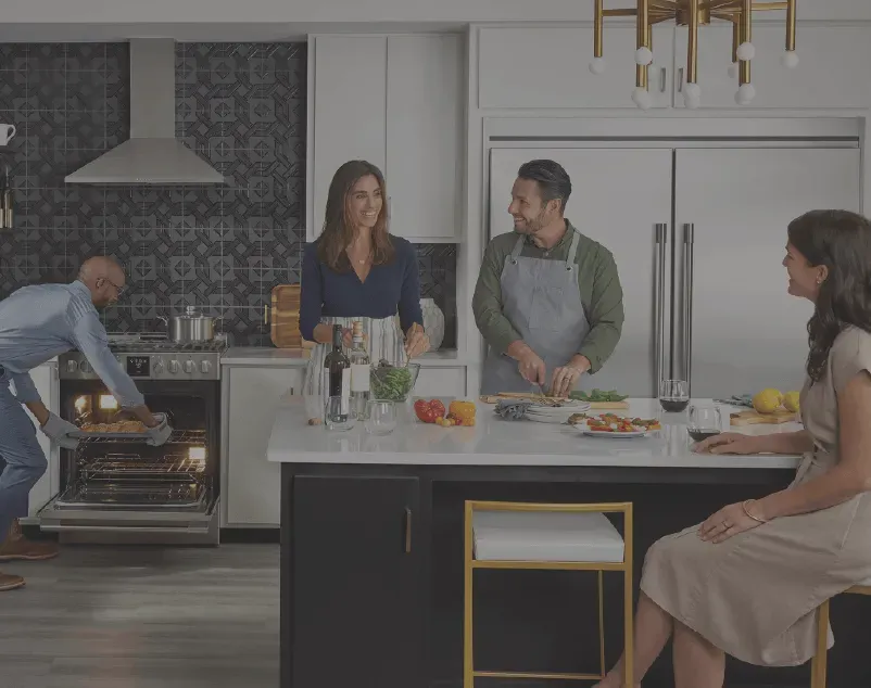 Four adults having a dinner party