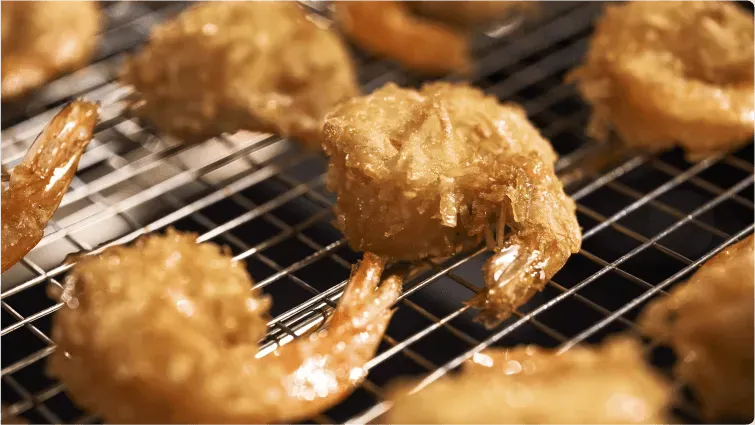 up close image of shrimp in oven