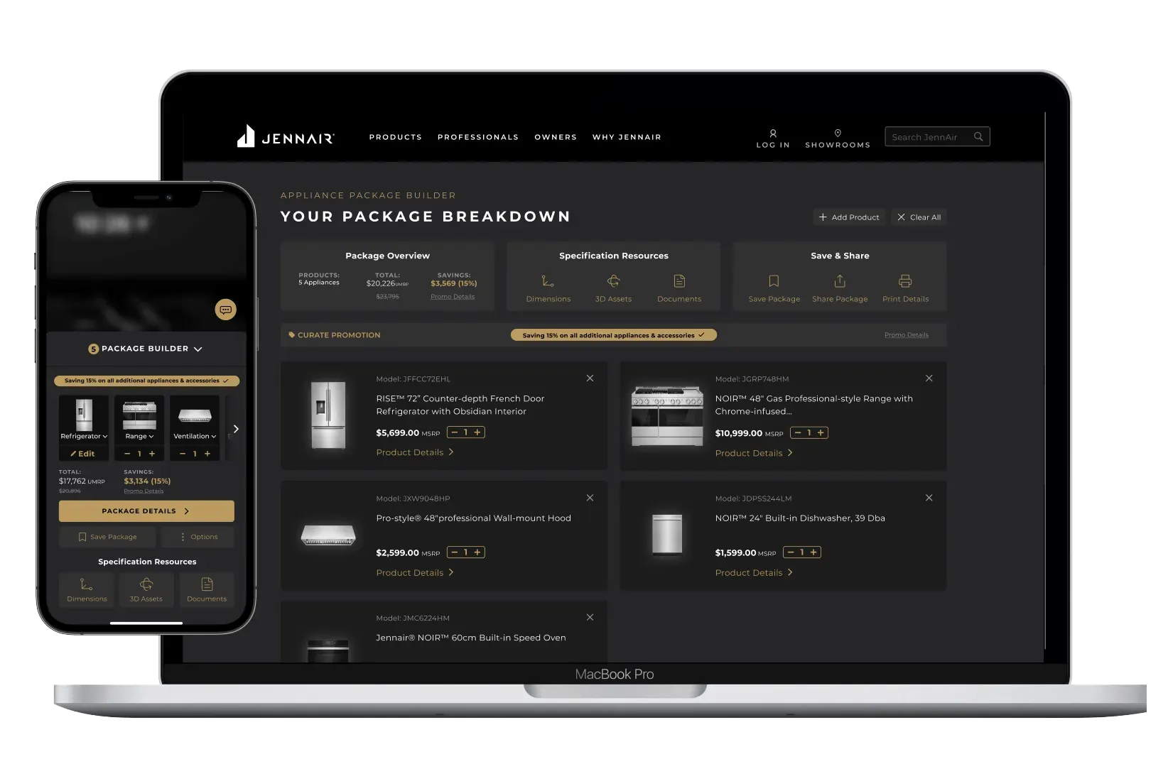 Phone & Laptop showing Package Builder app