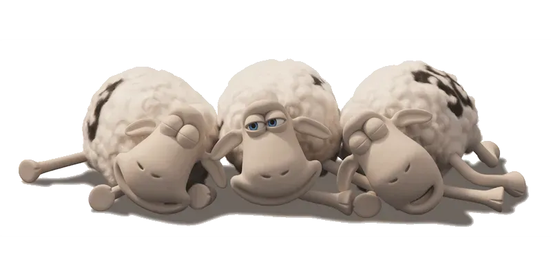 Three Happy Sheep Sleeping
