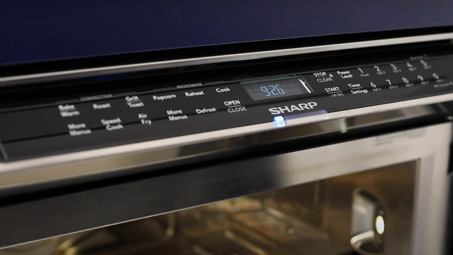 A microwave drawer control panel