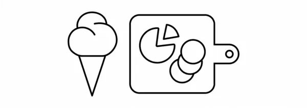 Ice Cream Cone And Cutting Board Line Art