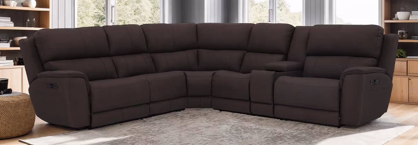 Living Room - Dark Reclining Sectional Sofa