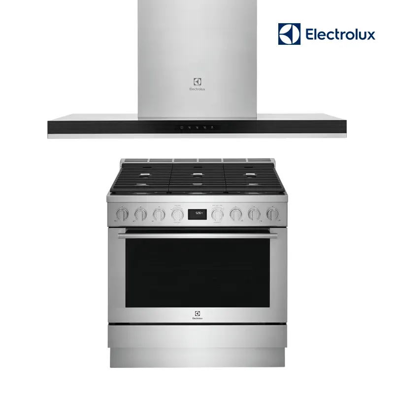 Electrolux Set with 36" Dual-Fuel Freestanding Range & 36" Wall-Mount T-Shape Hood - 2pc Package