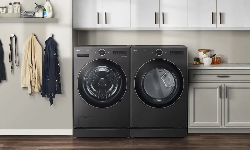 Front load washer and dryer set