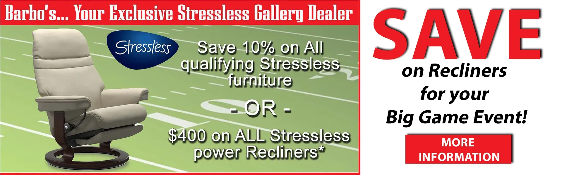 Save 10% on Stressless Recliners