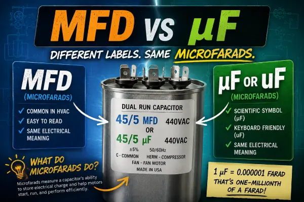 MFD vs uF Capacitor Ratings