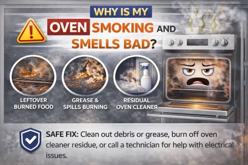 Oven smoking and smelling bad.