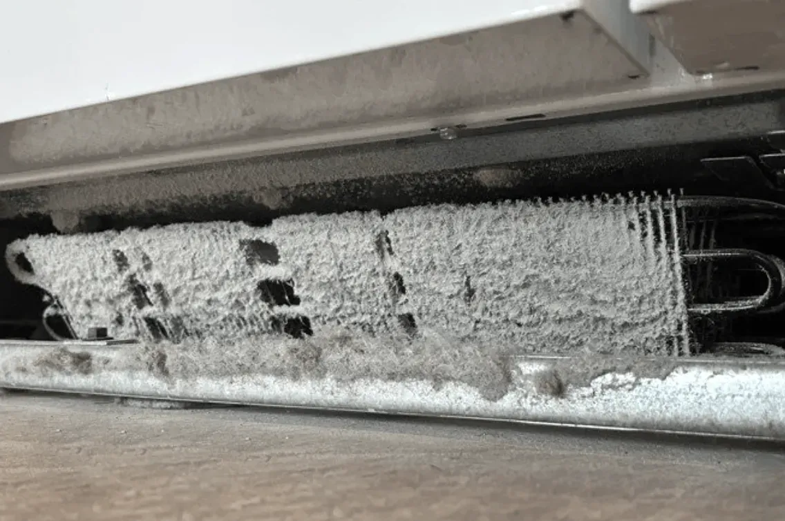 Refrigerator coils being cleaned