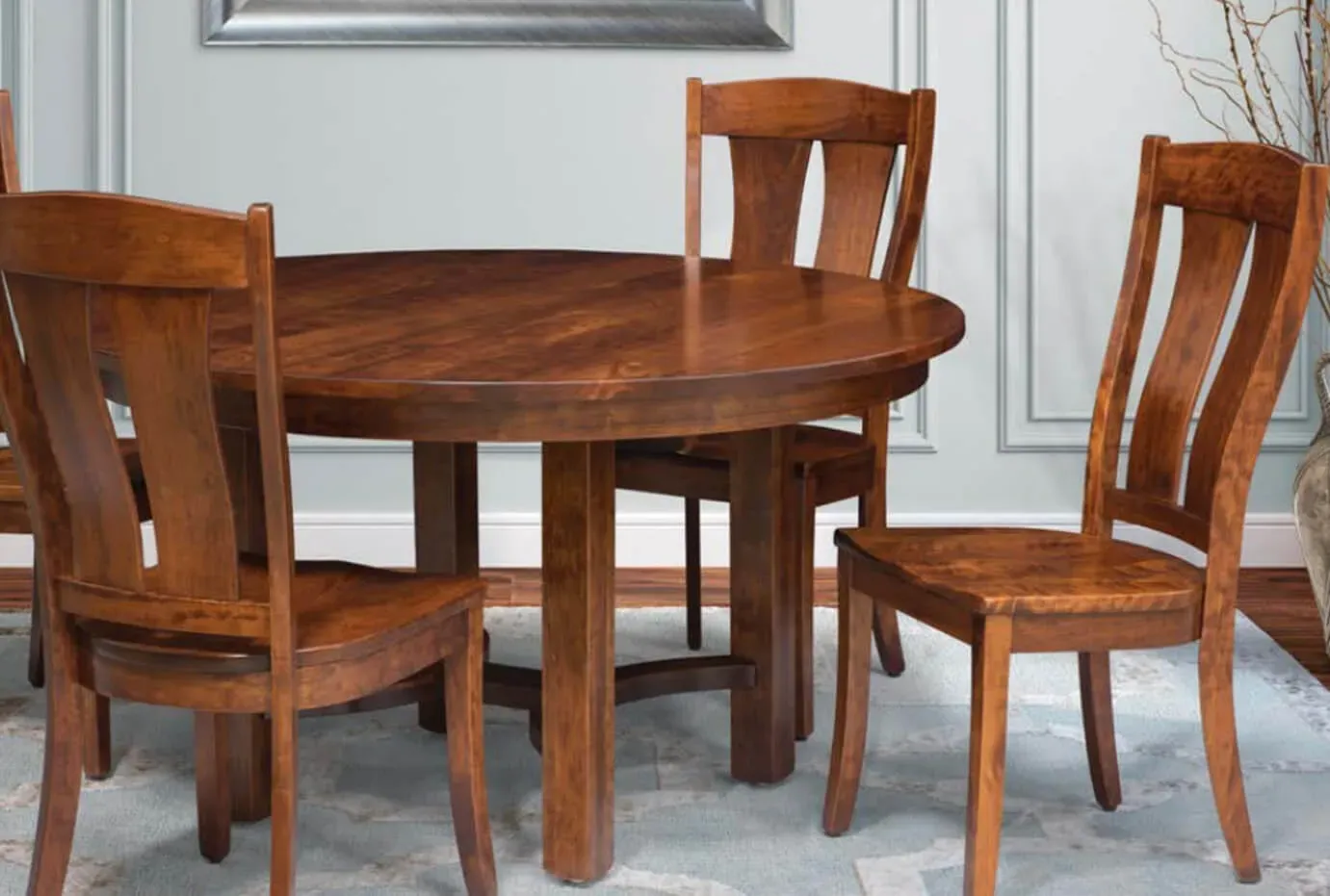 Solid wood Amish dining table and chairs