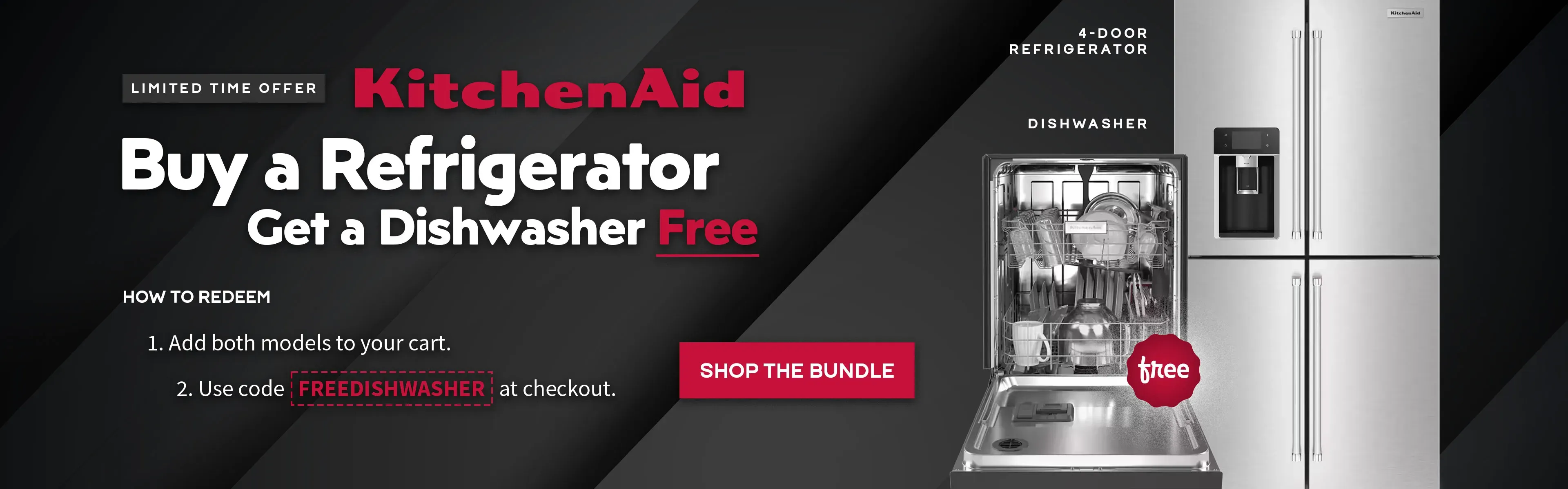 Buy a KitchenAid Refrigerator (KRQC736RPS), Get a Dishwasher (KDFS324SPS) Free
