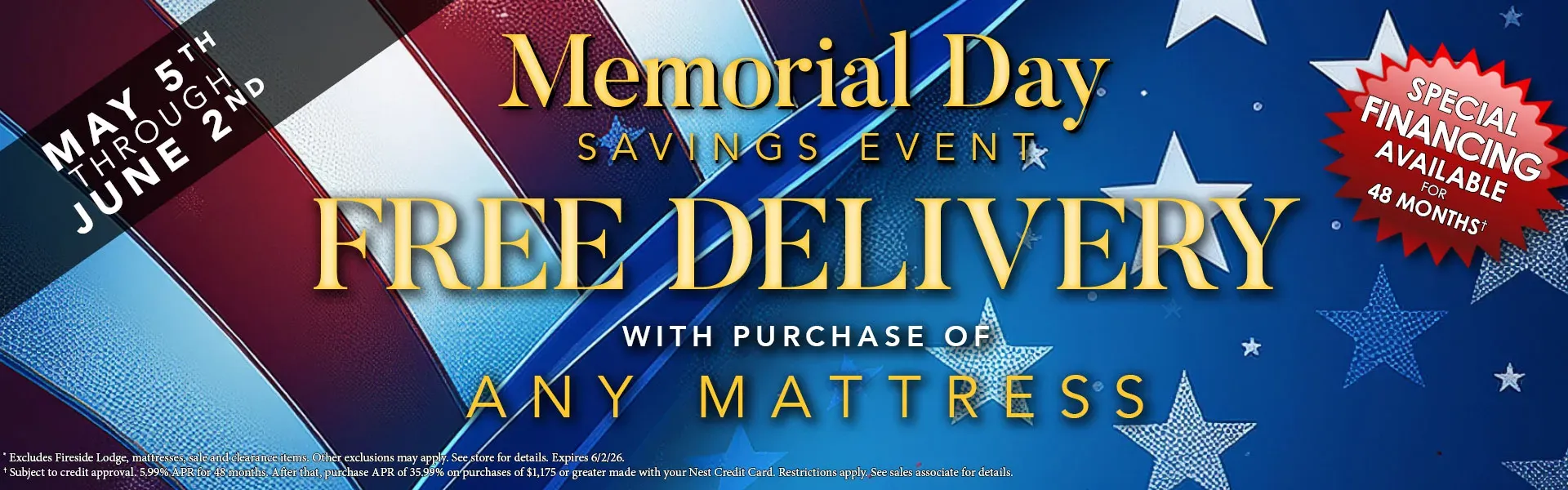 Memorial Day Savings Event- Free Delivery With Mattress Purchase