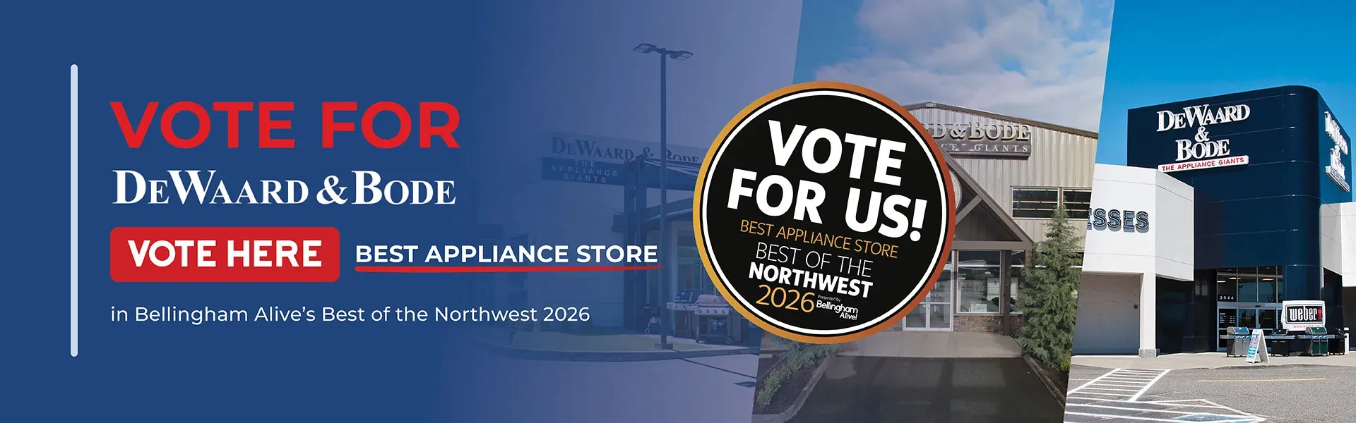 Best of the Northwest, Vote for us, DeWaard & Bode, Best appliance store