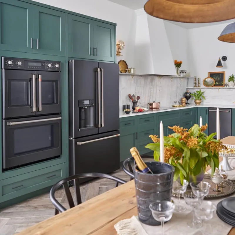 Stainless steel refrigerator in a modern kitchen