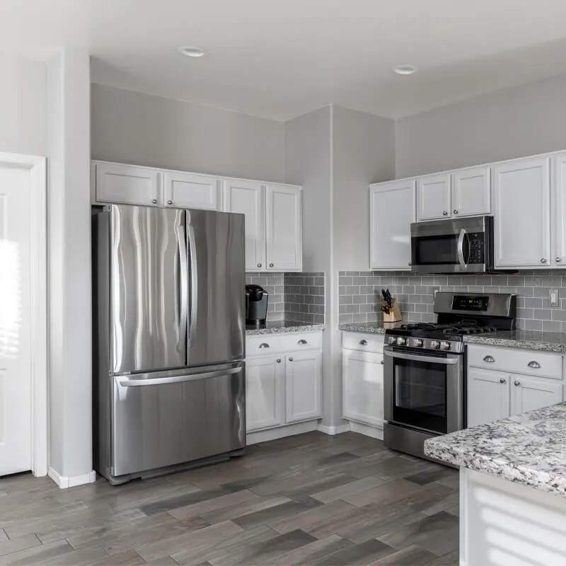 Modern kitchen with stainless steel appliances