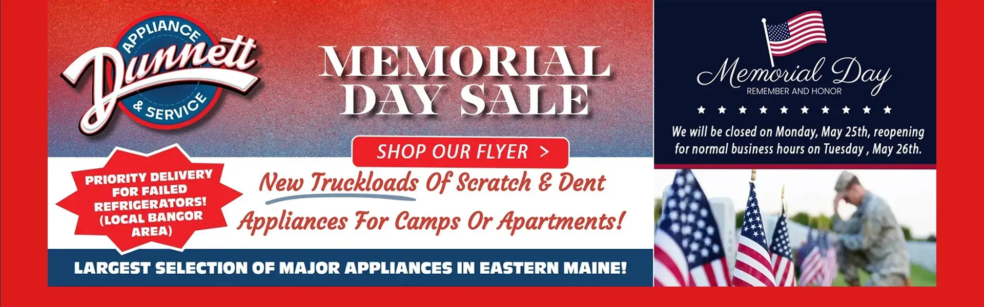Memorial Day Savings at Dunnett Appliance 