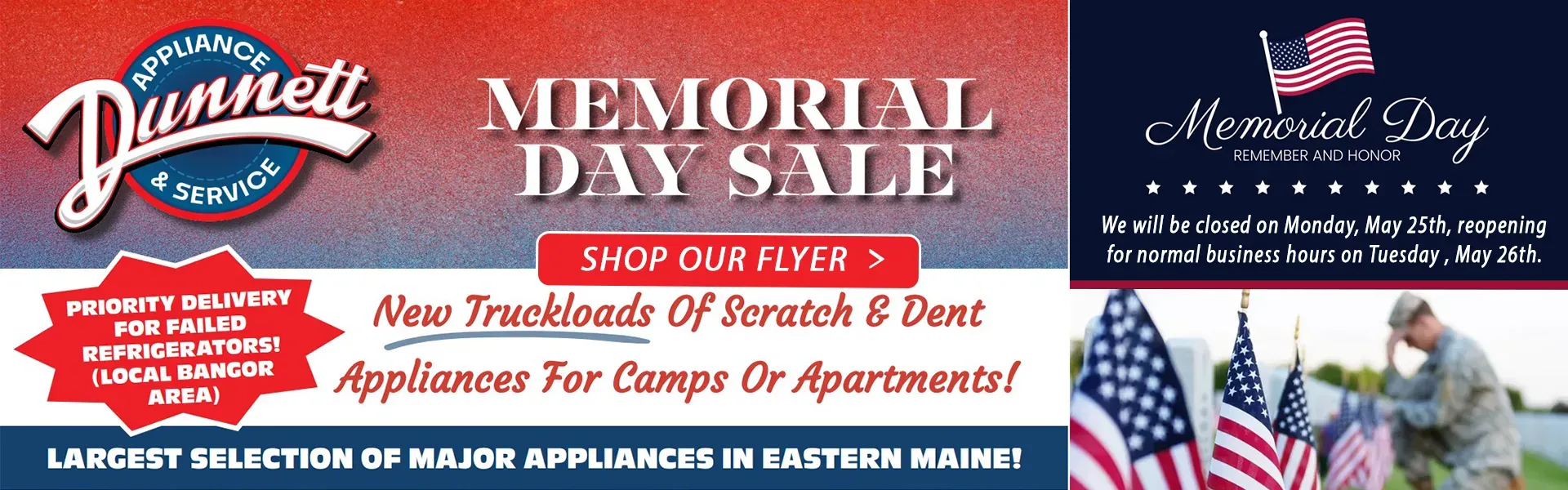 Memorial Day Savings at Dunnett Appliance