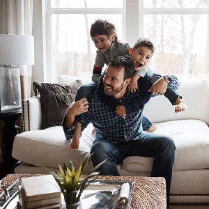 Family enjoying furniture at home
