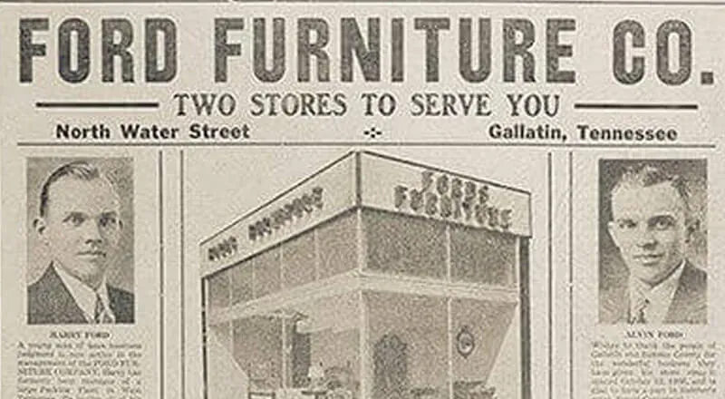 Our history—Ford’s Furniture storefront banner