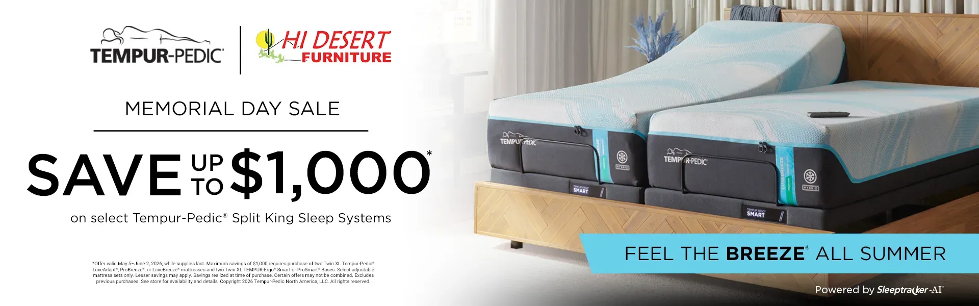 Save up to $1,000 this Memorial Day on Tempur-Pedic!*