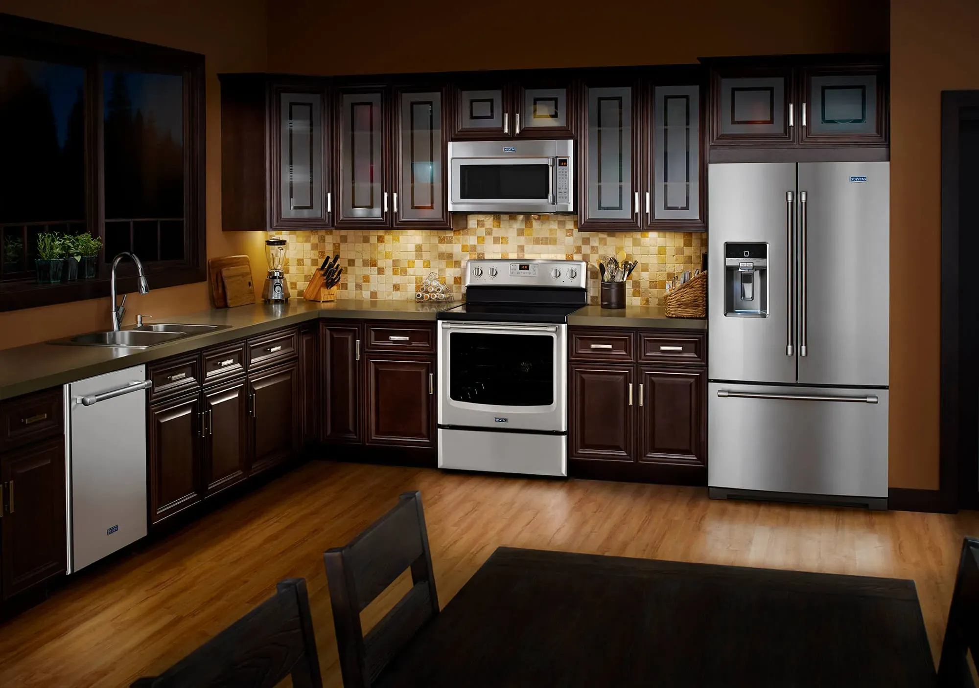 Stainless steel kitchen appliance package