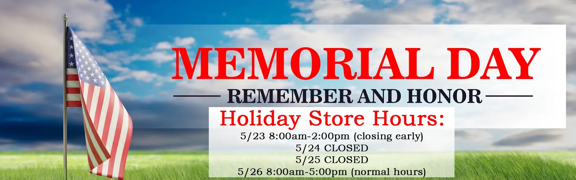hunter memorial day hours