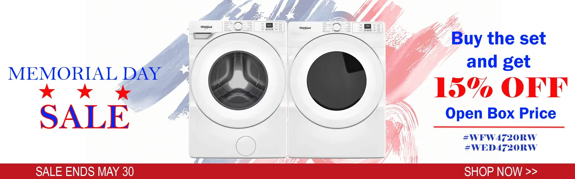 Memorial Day Sale on Open Box Whirlpool Laundry