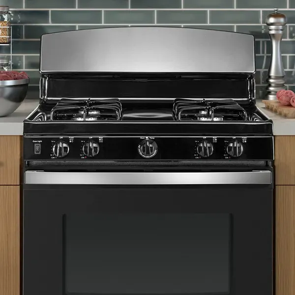 Gas range and wall oven on display