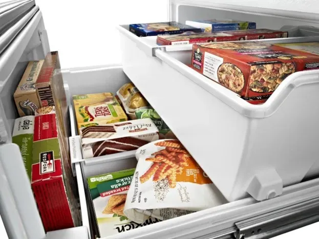 open freezer with food