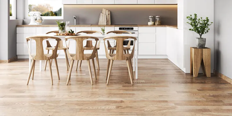 Dining room with wood flooring