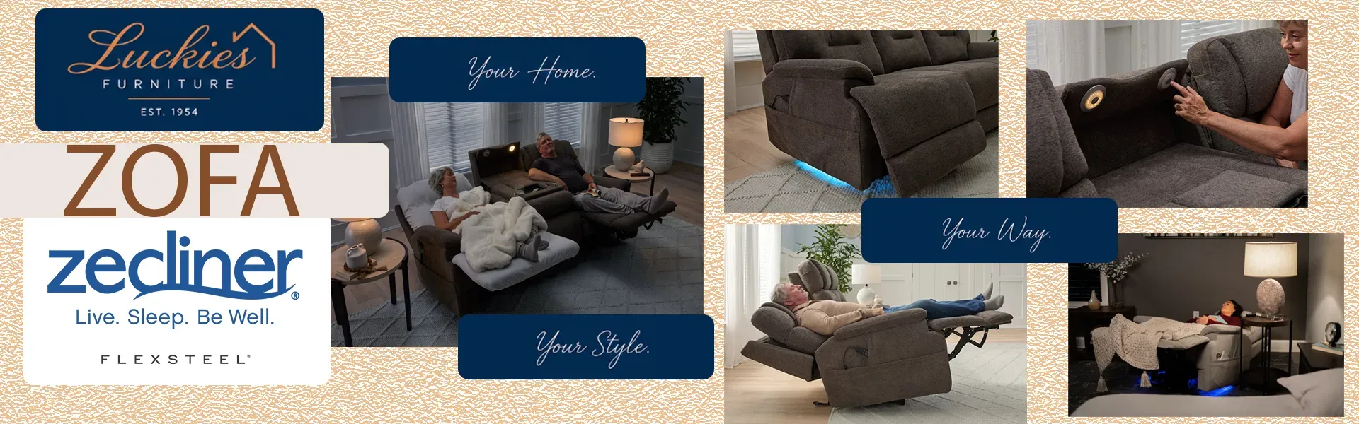Flexsteel Zecliner & Zofa at Luckies Furniture