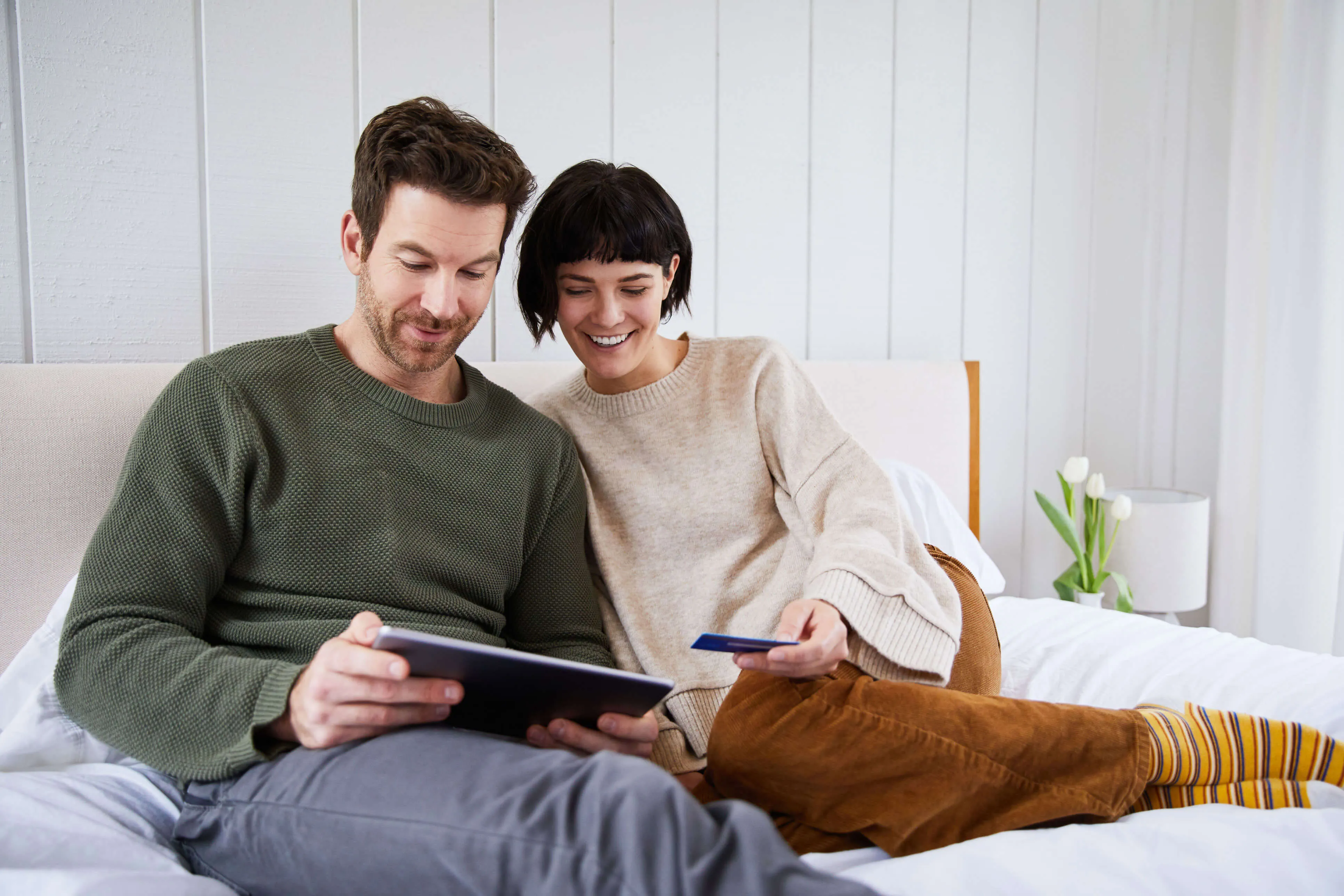 Couple reviewing financing options