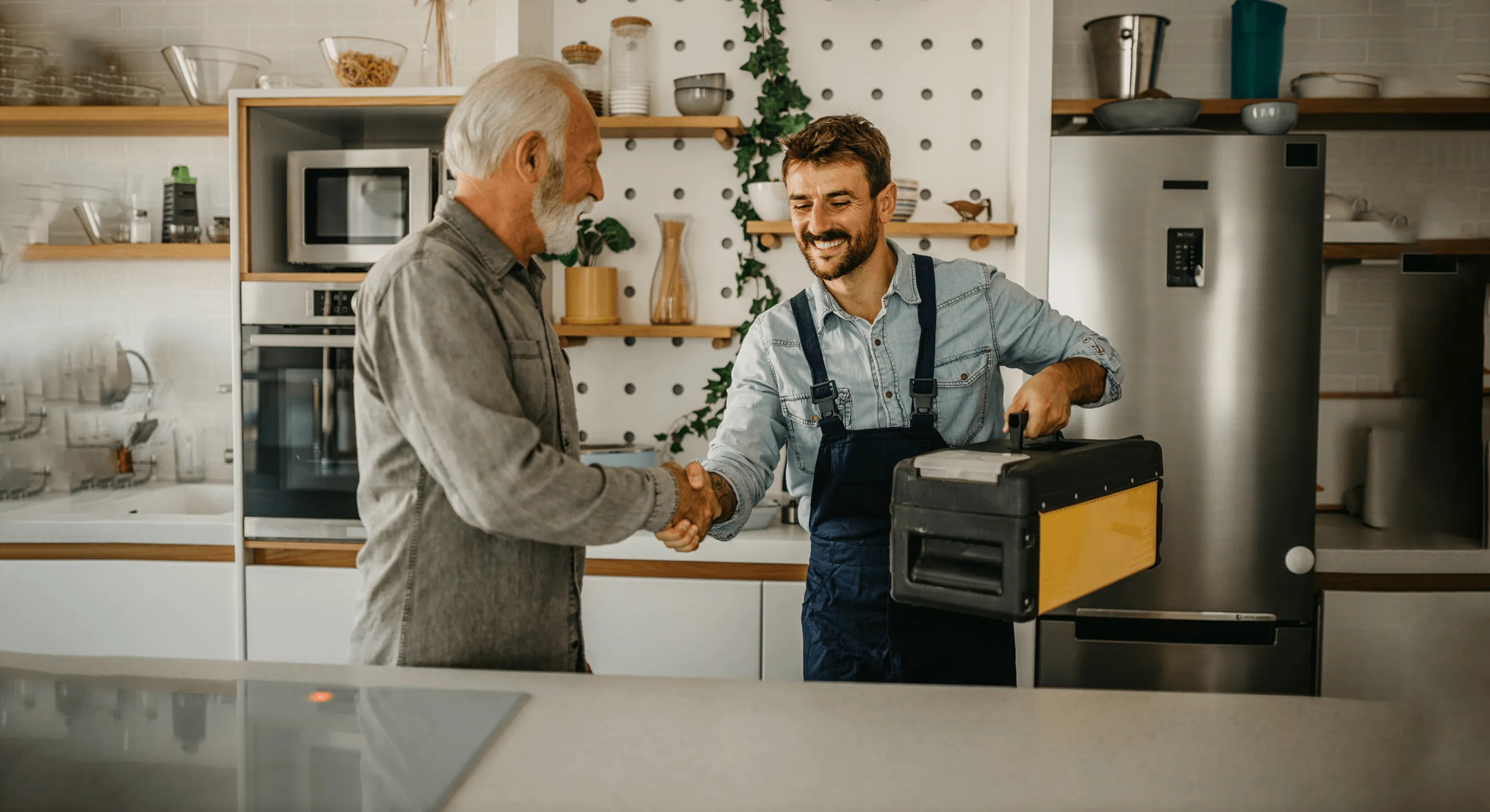 Couple reviewing repair options