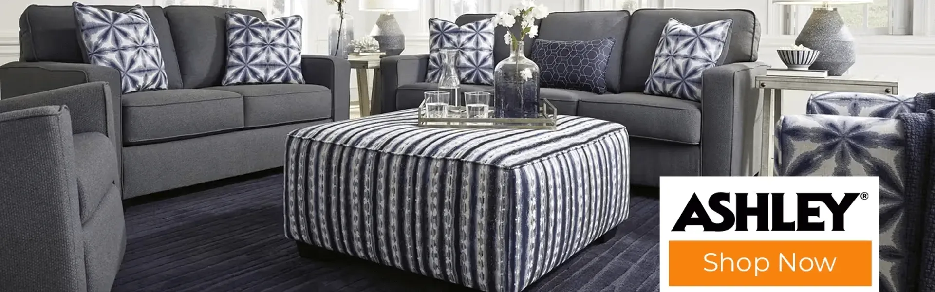 Ashley Furniture banner. Shop now.