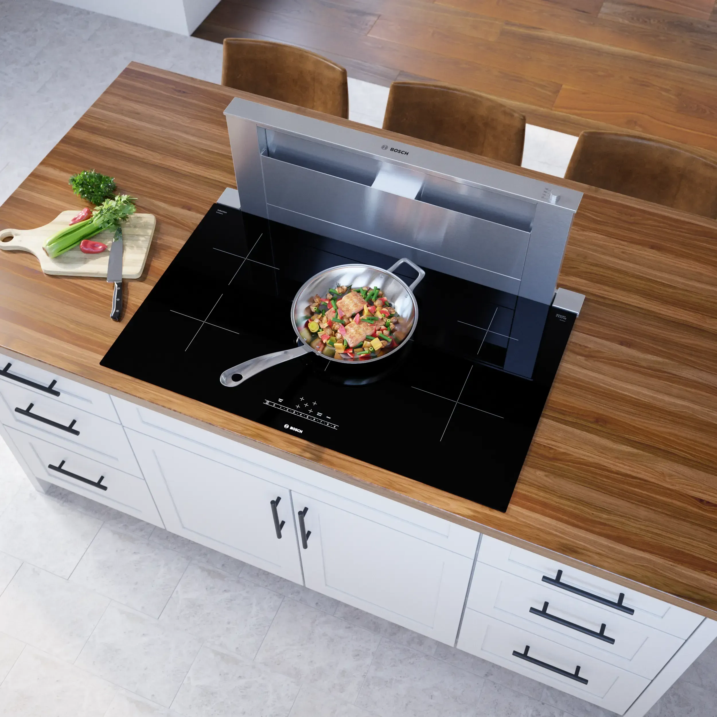 Bosch 800 Series Induction Cooktop installed in modern kitchen island