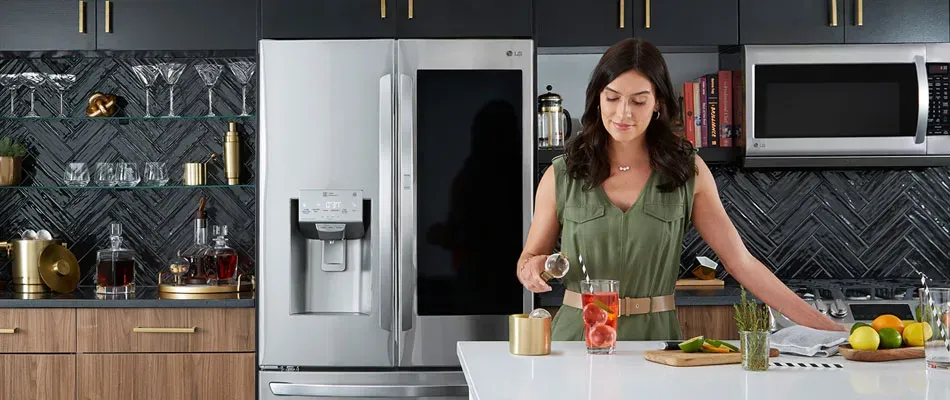 kitchen with french door refrigerator