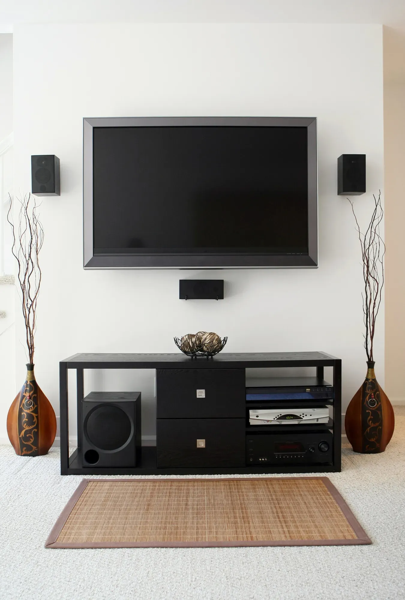 Image of a living room with great entertainment center