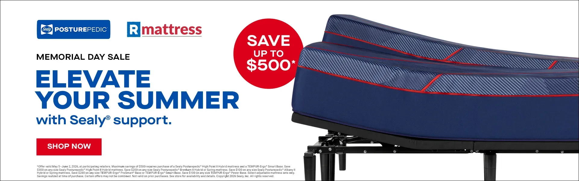 Sealy Posturepedic Memorial Day Sale - Save up to $500 at RMattress in Los Angeles California