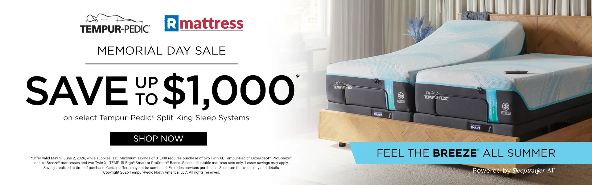 Tempur-Pedic Memorial Day Sale - Save up to $1000 at RMattress in Los Angeles California