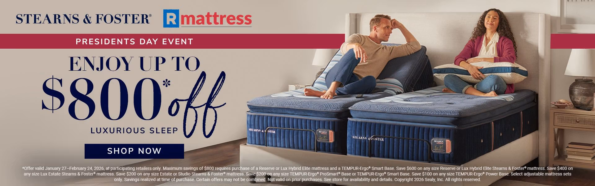 Stearns & Foster President's Day Sale - Save up to $800 at RMattress in Los Angeles California