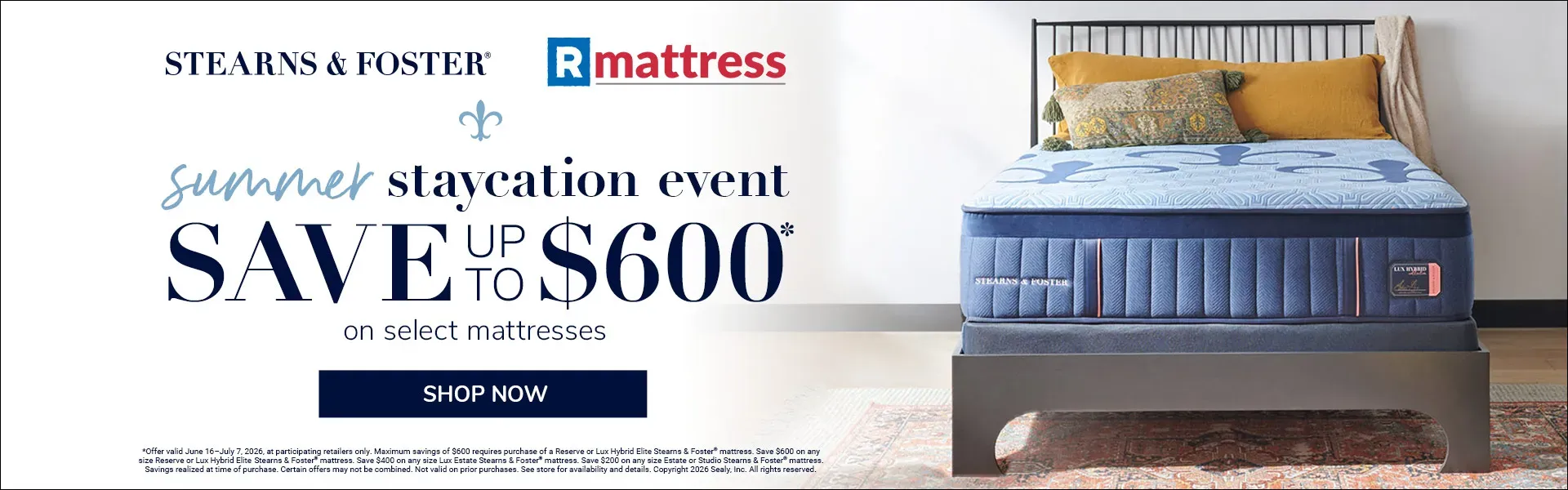 Stearns & Foster 4th of July Sale - Save up to $600 at RMattress in Los Angeles California