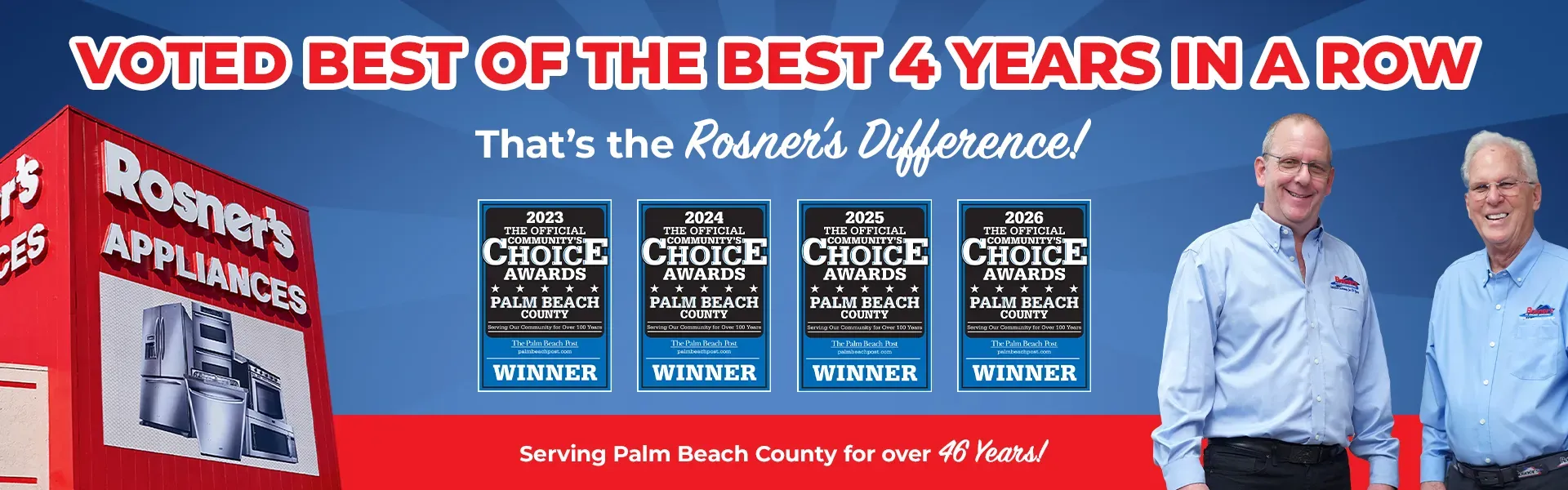 Rosner's Appliances Voted Best of the Best in Palm Beach County for the 4th Straight Year!