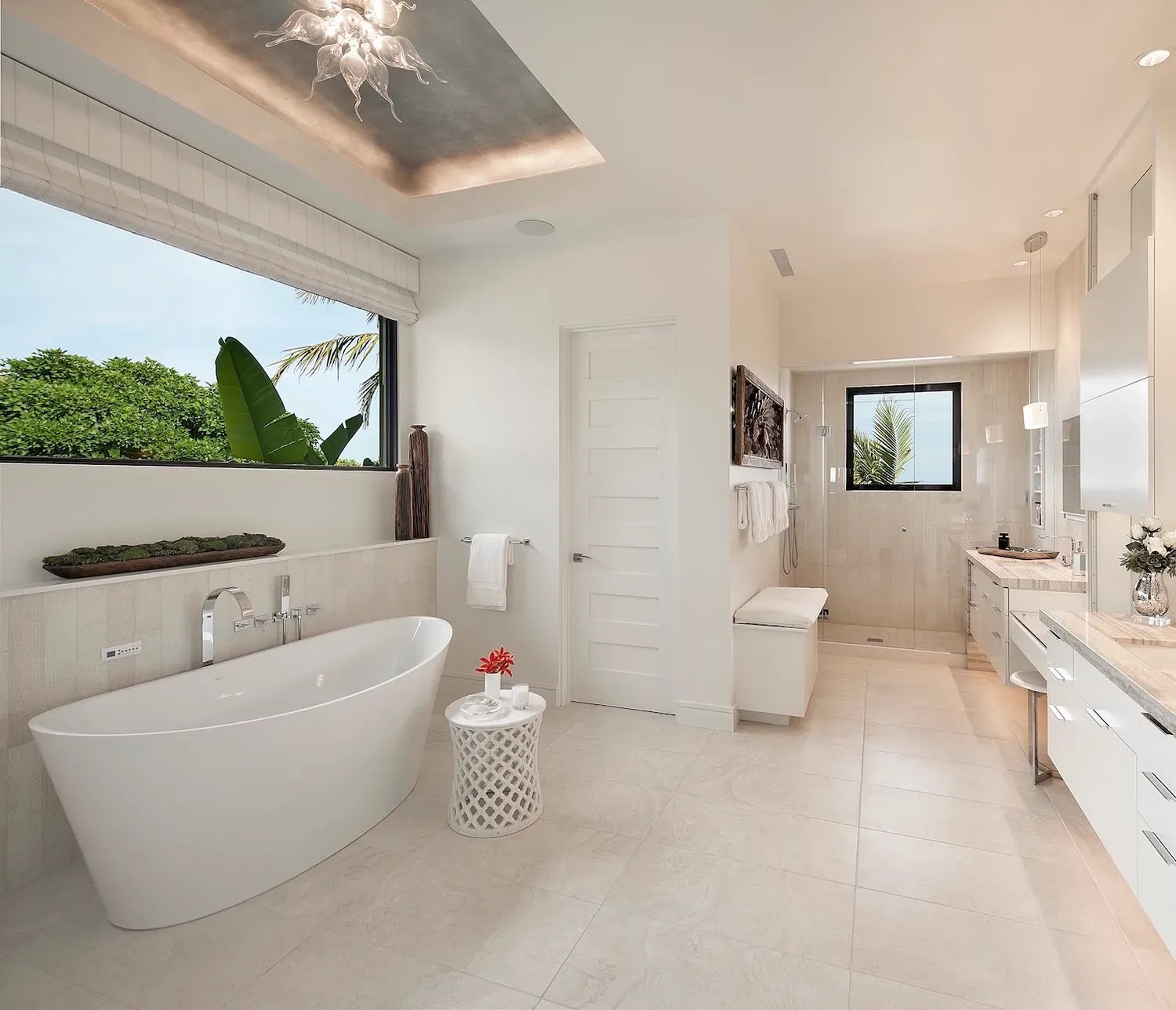 Living room with integrated TV system and distributed audio
