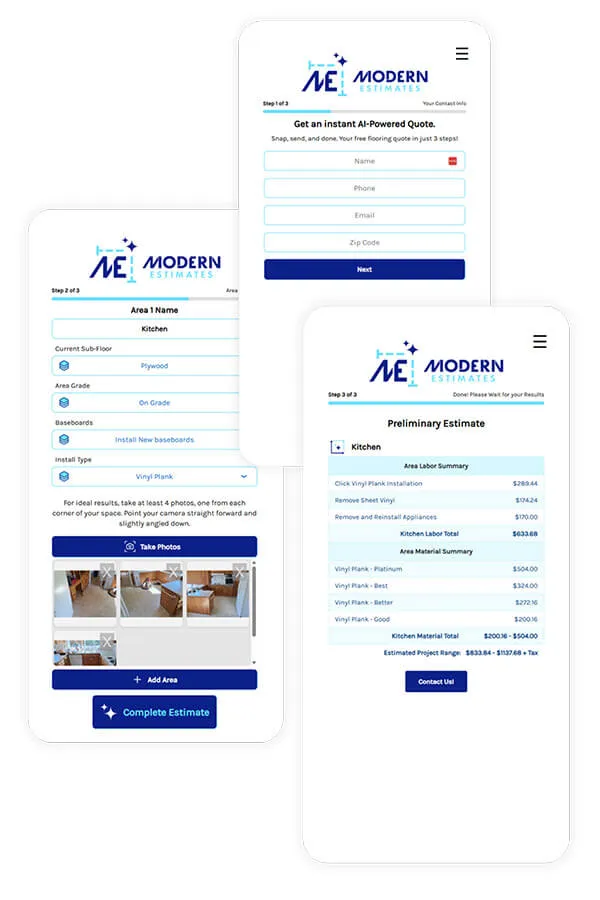 Flooring samples used to create an online flooring estimate