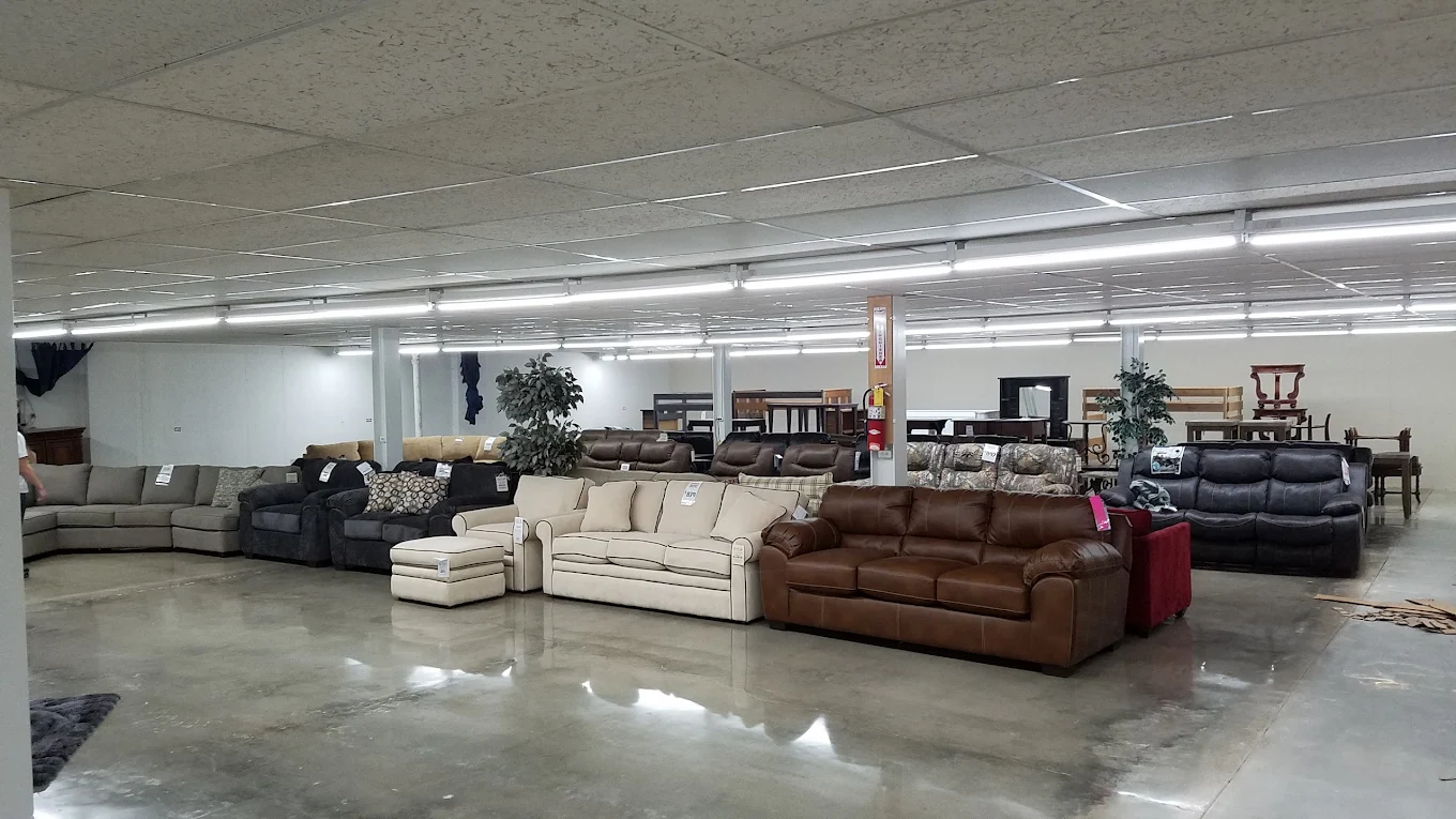 Basement clearance area with marked-down items