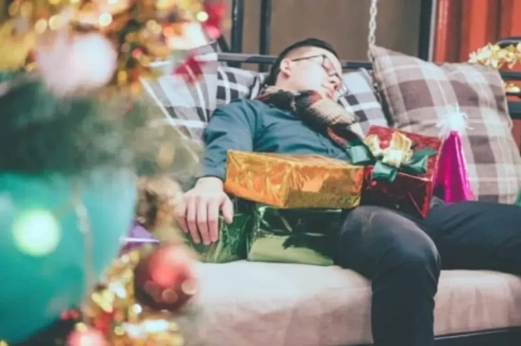 man sleeping on the couch
